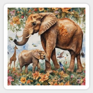 Elephant ,Painting ,Poster , jungle safari Sticker